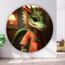 Lade das Bild in den Galerie-Viewer, Aluminiumbild gebürstet Chinesischer Baby Drache Digital Art Kreis