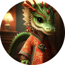 Lade das Bild in den Galerie-Viewer, Aluminiumbild gebürstet Chinesischer Baby Drache Digital Art Kreis