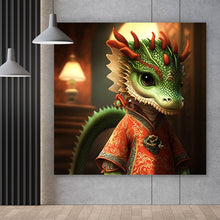 Lade das Bild in den Galerie-Viewer, Spannrahmenbild Chinesischer Baby Drache Digital Art Quadrat