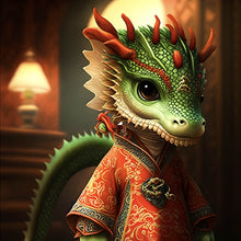 Lade das Bild in den Galerie-Viewer, Spannrahmenbild Chinesischer Baby Drache Digital Art Quadrat