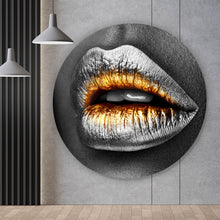 Lade das Bild in den Galerie-Viewer, Aluminiumbild gebürstet Chrome Lips Kreis