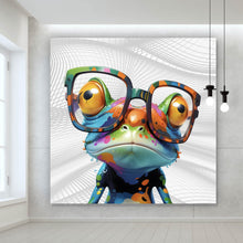 Lade das Bild in den Galerie-Viewer, Poster Bunter Frosch mit Brille Quadrat