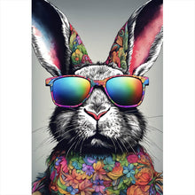 Lade das Bild in den Galerie-Viewer, Poster Cooler Hase mit Regenbogenbrille Hochformat