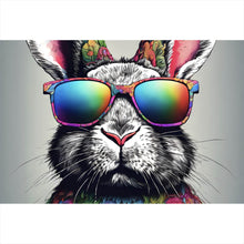 Lade das Bild in den Galerie-Viewer, Poster Cooler Hase mit Regenbogenbrille Querformat