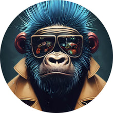 Lade das Bild in den Galerie-Viewer, Aluminiumbild gebürstet Crazy Monkey Kreis