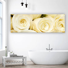 Lade das Bild in den Galerie-Viewer, Leinwandbild Cremefarbene Rosen Panorama