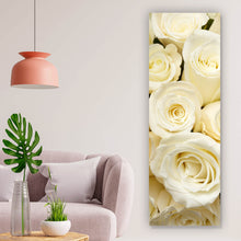 Lade das Bild in den Galerie-Viewer, Aluminiumbild Cremefarbene Rosen Panorama Hoch