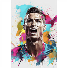 Lade das Bild in den Galerie-Viewer, Aluminiumbild gebürstet Cristiano Fussball Hochformat