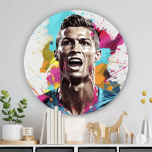 Lade das Bild in den Galerie-Viewer, Aluminiumbild gebürstet Cristiano Fussball Kreis