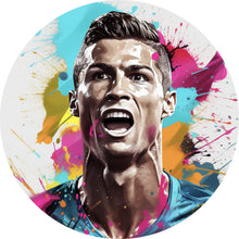 Lade das Bild in den Galerie-Viewer, Aluminiumbild gebürstet Cristiano Fussball Kreis