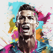 Lade das Bild in den Galerie-Viewer, Leinwandbild Cristiano Fussball Quadrat