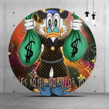 Lade das Bild in den Galerie-Viewer, Aluminiumbild gebürstet Dagobert Let Money Work For You Kreis