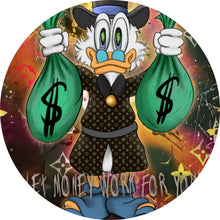 Lade das Bild in den Galerie-Viewer, Aluminiumbild gebürstet Dagobert Let Money Work For You Kreis