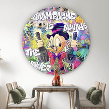 Lade das Bild in den Galerie-Viewer, Aluminiumbild Dagobert mit Champagner Pop Art Kreis