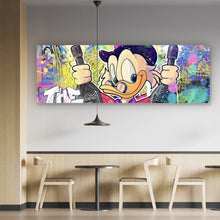 Lade das Bild in den Galerie-Viewer, Aluminiumbild gebürstet Dagobert mit Champagner Pop Art Panorama