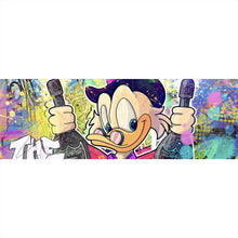 Lade das Bild in den Galerie-Viewer, Aluminiumbild gebürstet Dagobert mit Champagner Pop Art Panorama