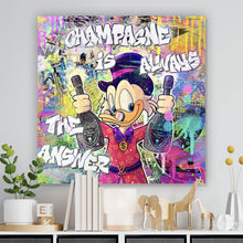 Lade das Bild in den Galerie-Viewer, Aluminiumbild Dagobert mit Champagner Pop Art Quadrat
