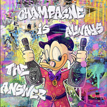 Lade das Bild in den Galerie-Viewer, Aluminiumbild Dagobert mit Champagner Pop Art Quadrat