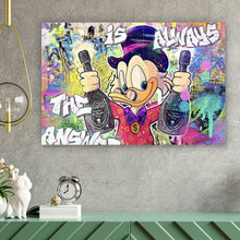 Lade das Bild in den Galerie-Viewer, Spannrahmenbild Dagobert mit Champagner Pop Art Querformat