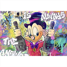 Lade das Bild in den Galerie-Viewer, Aluminiumbild Dagobert mit Champagner Pop Art Querformat