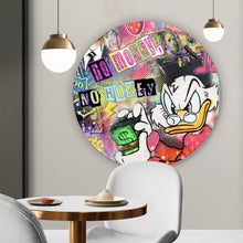 Lade das Bild in den Galerie-Viewer, Aluminiumbild gebürstet Dagobert Money Pop Art Kreis