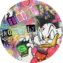 Lade das Bild in den Galerie-Viewer, Aluminiumbild gebürstet Dagobert Money Pop Art Kreis