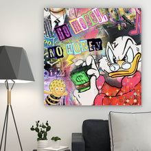 Lade das Bild in den Galerie-Viewer, Aluminiumbild gebürstet Dagobert Money Pop Art Quadrat