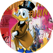 Lade das Bild in den Galerie-Viewer, Aluminiumbild gebürstet Dagobert no Money no funny Pop Art Kreis