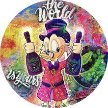 Lade das Bild in den Galerie-Viewer, Aluminiumbild gebürstet Dagobert The World Is Yours Kreis