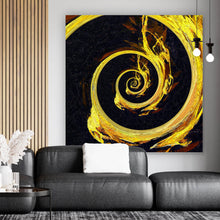 Lade das Bild in den Galerie-Viewer, Aluminiumbild gebürstet Goldene Spirale Quadrat