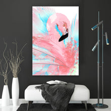 Lade das Bild in den Galerie-Viewer, Leinwandbild Digital Art Flamingo Hochformat