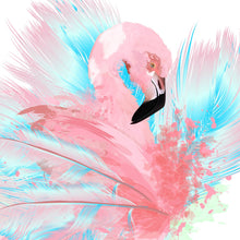 Lade das Bild in den Galerie-Viewer, Aluminiumbild gebürstet Digital Art Flamingo Quadrat