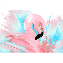Lade das Bild in den Galerie-Viewer, Leinwandbild Digital Art Flamingo Querformat