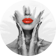 Lade das Bild in den Galerie-Viewer, Aluminiumbild Digital Art Frau Mit Roten Lippen Kreis