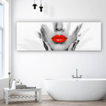 Lade das Bild in den Galerie-Viewer, Acrylglasbild Digital Art Frau Mit Roten Lippen Panorama