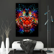 Lade das Bild in den Galerie-Viewer, Leinwandbild Digital Art Tigerkopf Hochformat