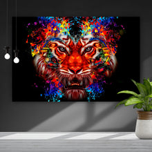Lade das Bild in den Galerie-Viewer, Acrylglasbild Digital Art Tigerkopf Querformat