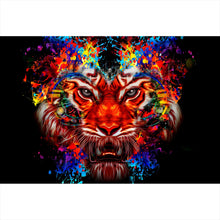 Lade das Bild in den Galerie-Viewer, Leinwandbild Digital Art Tigerkopf Querformat