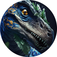 Lade das Bild in den Galerie-Viewer, Aluminiumbild gebürstet Dinosaurier Bunt Digital Kreis