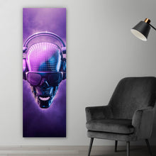 Lade das Bild in den Galerie-Viewer, Aluminiumbild Discokugel Schädel mit Kopfhörern Panorama Hoch