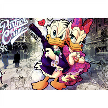 Lade das Bild in den Galerie-Viewer, Aluminiumbild Donald und Daisy in Crime Pop Art Querformat