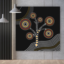 Lade das Bild in den Galerie-Viewer, Leinwandbild Dotwork Baum Quadrat