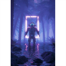 Lade das Bild in den Galerie-Viewer, Acrylglasbild Dschungelastronaut Neon Hochformat