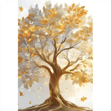 Lade das Bild in den Galerie-Viewer, Aluminiumbild gebürstet Edler Goldener Baum Hochformat