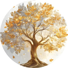 Lade das Bild in den Galerie-Viewer, Aluminiumbild gebürstet Edler Goldener Baum Kreis