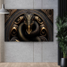 Lade das Bild in den Galerie-Viewer, Leinwandbild Edles Schlangenemblem Querformat