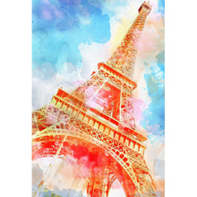 Lade das Bild in den Galerie-Viewer, Leinwandbild Eiffelturm Aquarell Hochformat