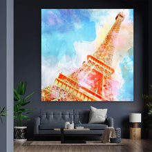 Lade das Bild in den Galerie-Viewer, Acrylglasbild Eiffelturm Aquarell Quadrat