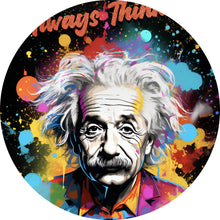 Lade das Bild in den Galerie-Viewer, Aluminiumbild gebürstet Einstein Always Thinking Pop Art Kreis