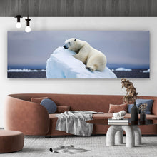 Lade das Bild in den Galerie-Viewer, Leinwandbild Eisbär auf Eisscholle Digital Art Panorama